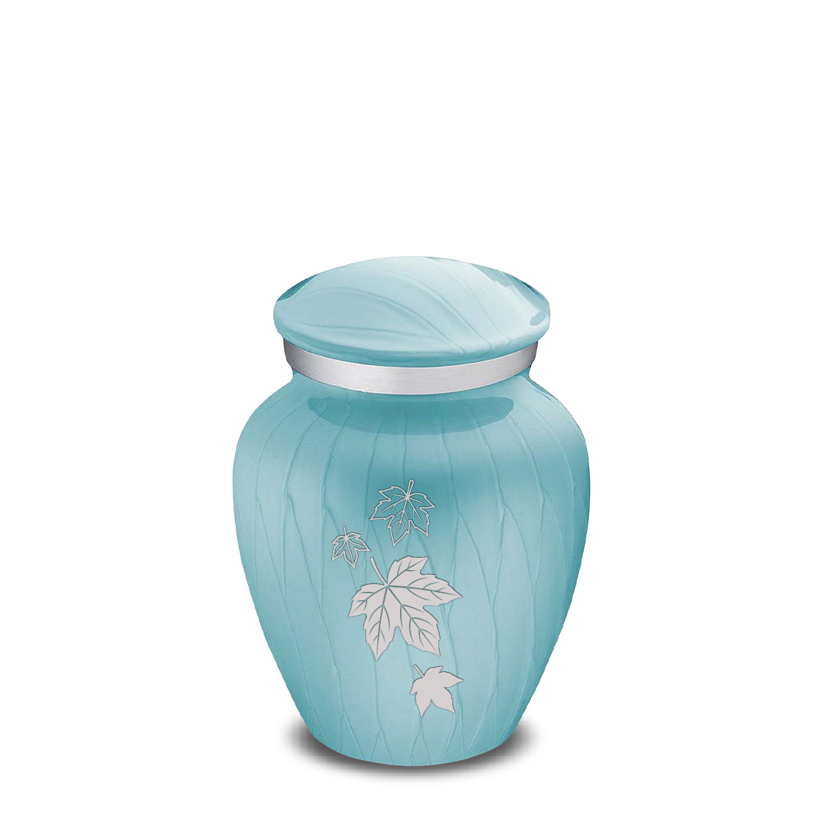 Keepsake Embrace Pearl Light Blue Falling Leaves Cremation Urn