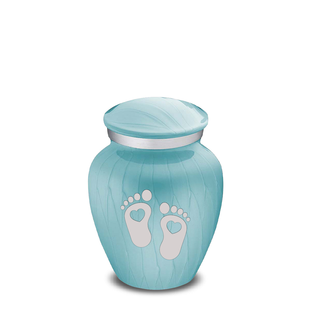 Keepsake Embrace Pearl Light Blue Loving Heart Feet Cremation Urn