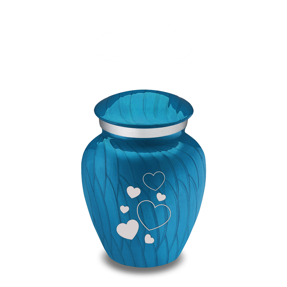 Keepsake Embrace Pearl Racing Blue Floating Heart Cremation Urn