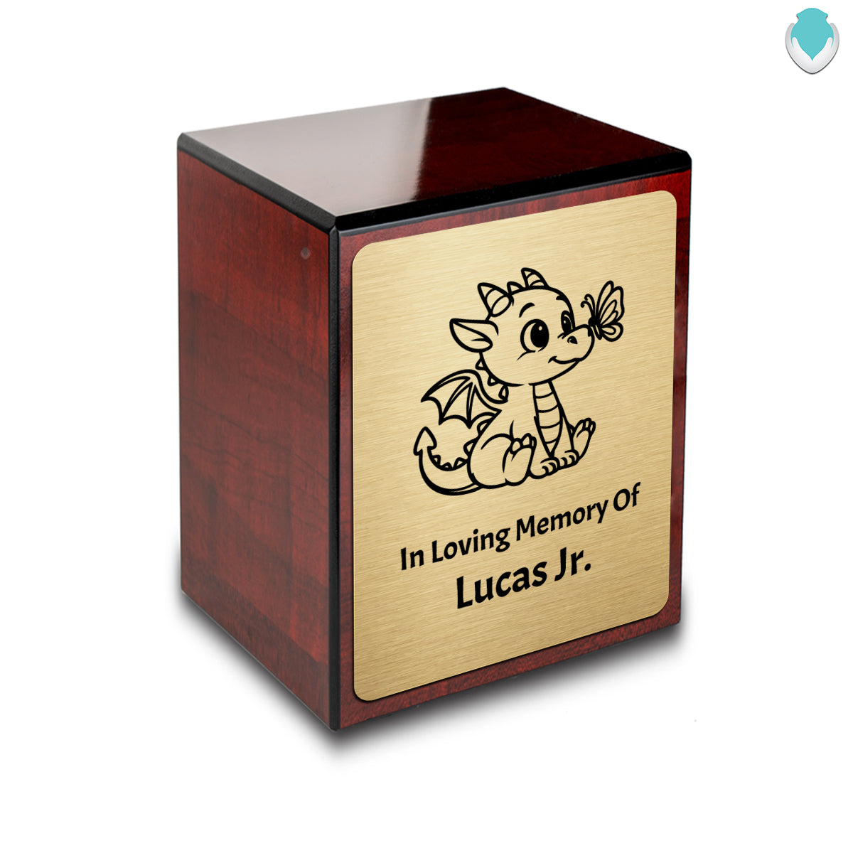Custom Engraved Heritage Baby Dragon Cherry Small Cremation Urn Memorial Box for Ashes