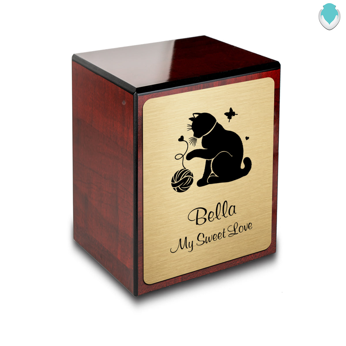 Custom Engraved Heritage Cherry Fun Cat Small Pet Cremation Urn Memorial Box for Ashes