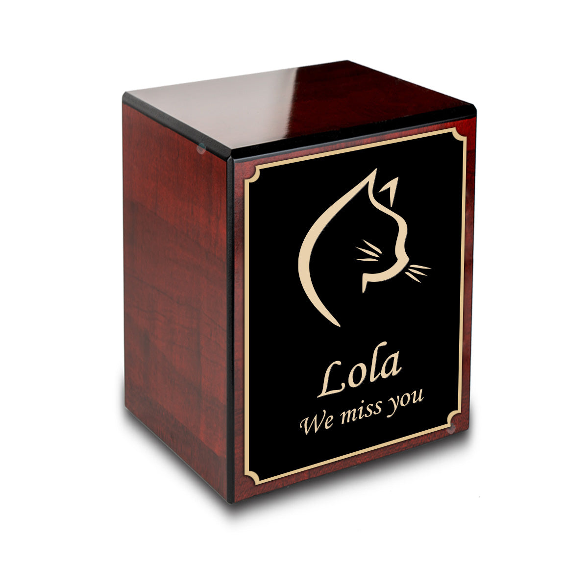 Custom Engraved Heritage Cherry Cat Small Pet Cremation Urn Memorial Box for Ashes