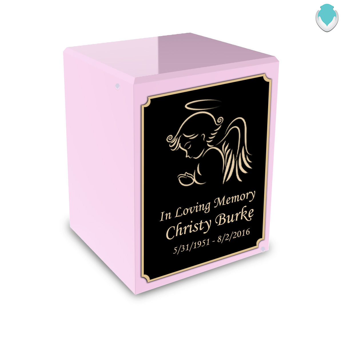 Custom Engraved Heritage Light Pink Small Cremation Urn Memorial Box for Ashes