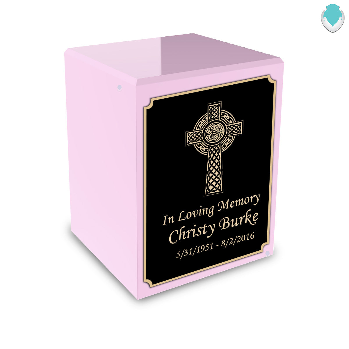 Custom Engraved Heritage Light Pink Small Cremation Urn Memorial Box for Ashes