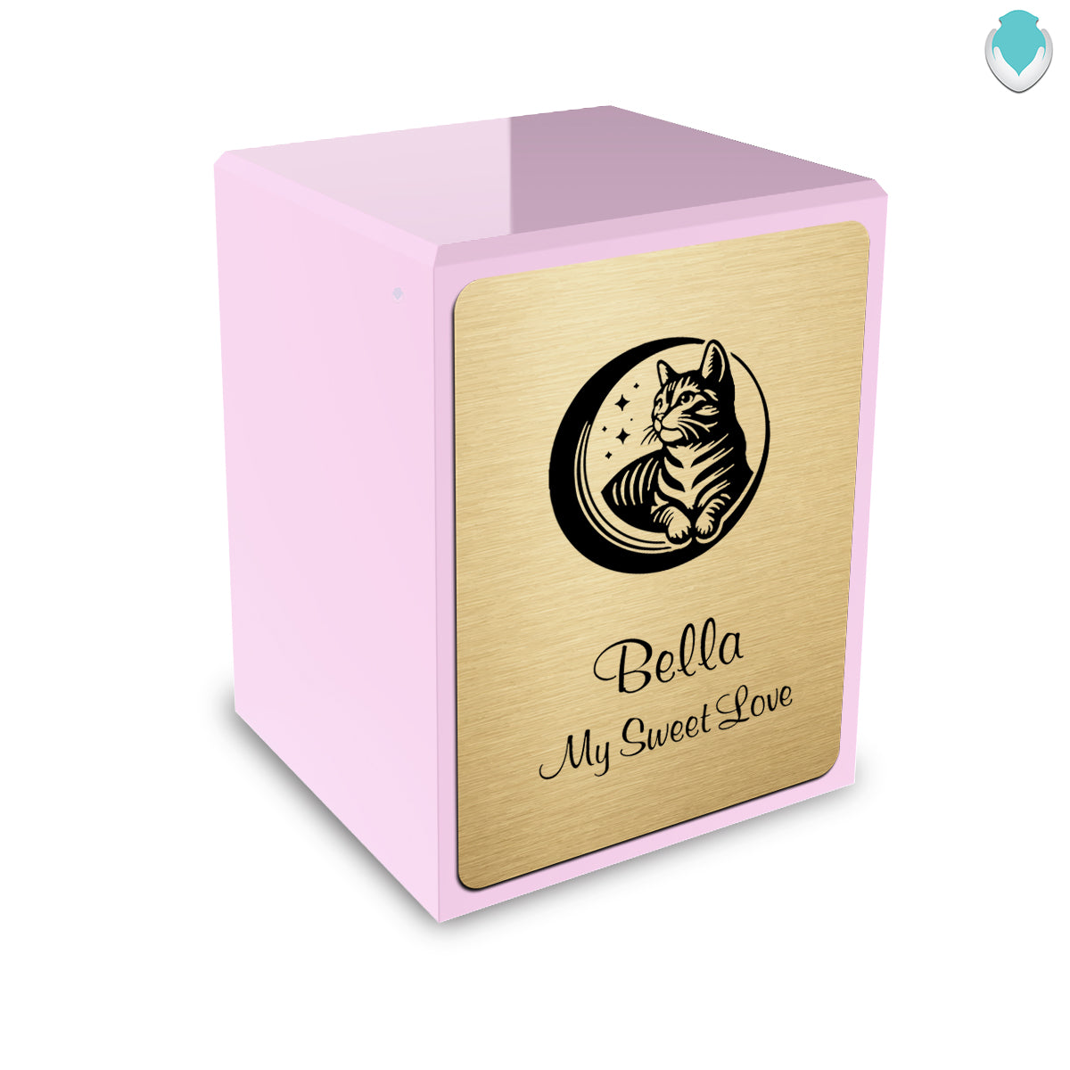 Custom Engraved Heritage Light Pink Cute Cat Small Pet Cremation Urn Memorial Box for Ashes