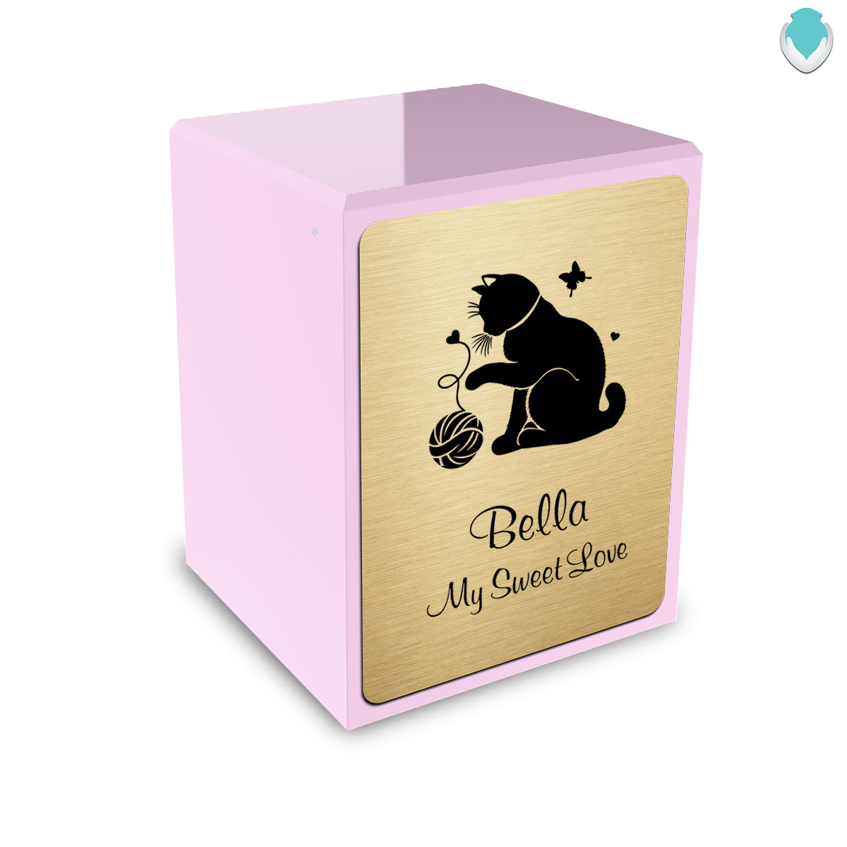 Custom Engraved Heritage Light Pink Fun Cat Small Pet Cremation Urn Memorial Box for Ashes