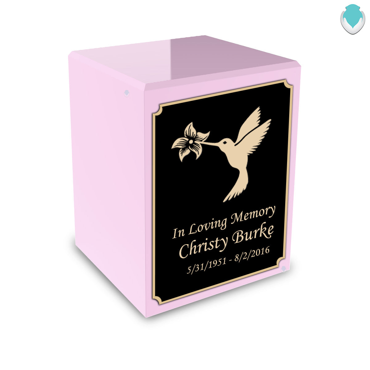 Custom Engraved Heritage Light Pink Small Cremation Urn Memorial Box for Ashes