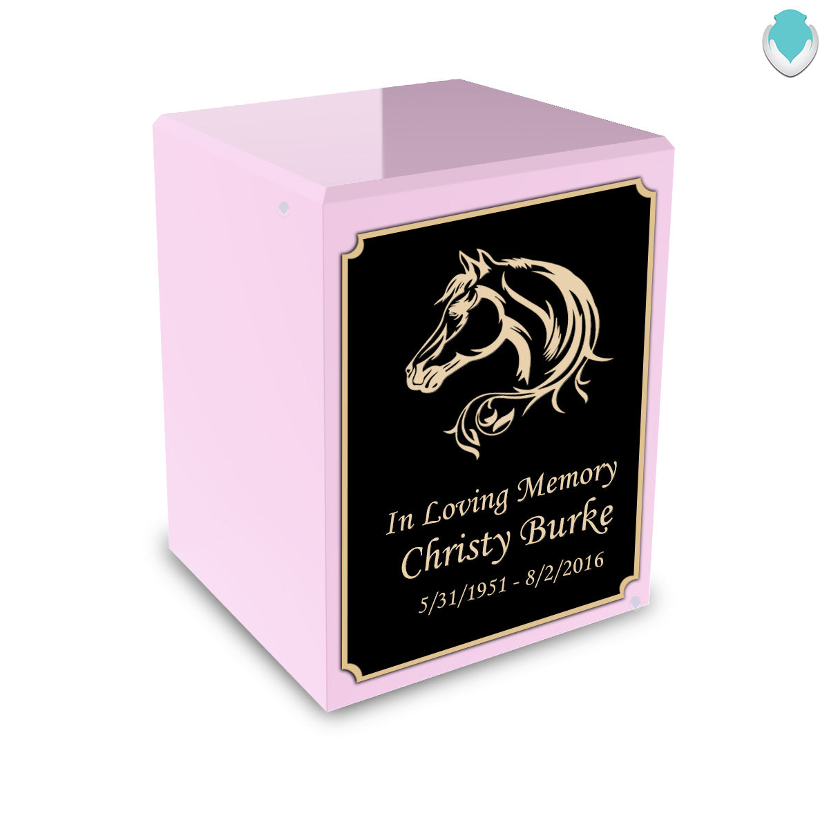 Custom Engraved Heritage Light Pink Small Cremation Urn Memorial Box for Ashes