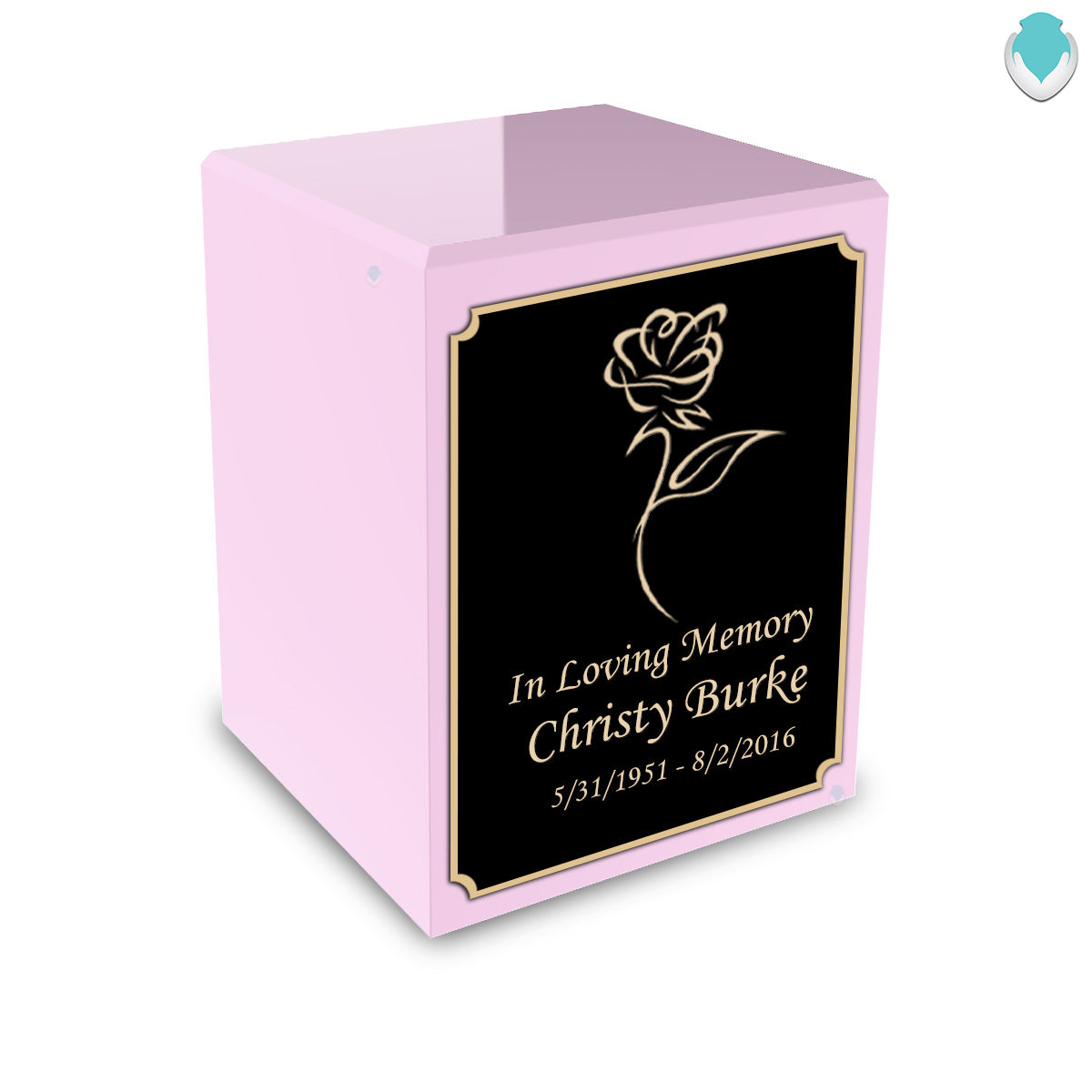 Custom Engraved Heritage Light Pink Small Cremation Urn Memorial Box for Ashes