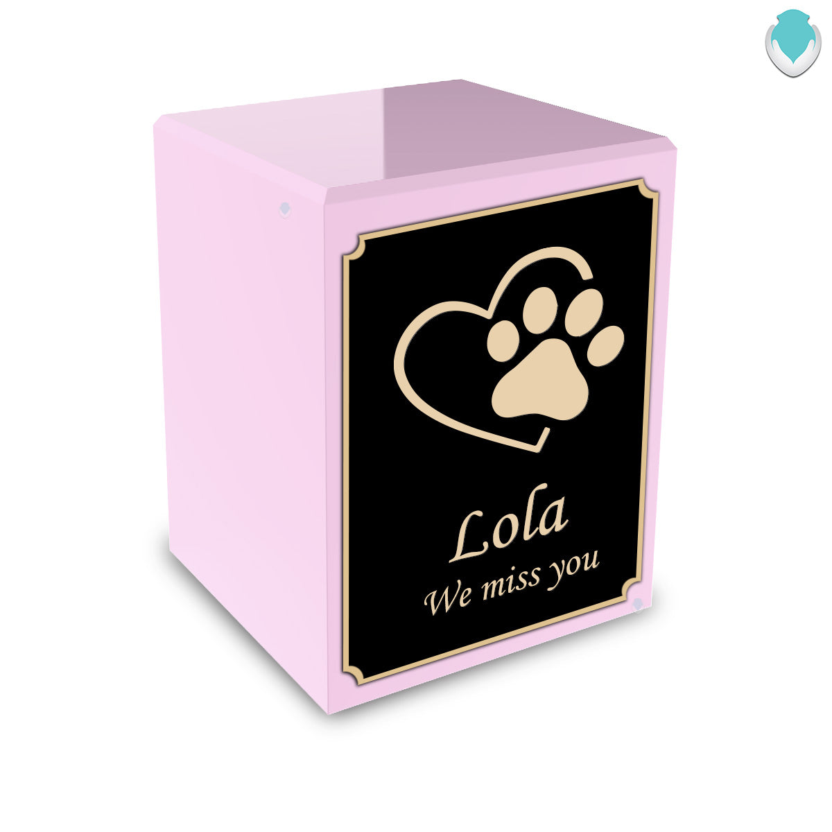Custom Engraved Heritage Light Pink Single Paw Small Pet Cremation Urn Memorial Box for Ashes