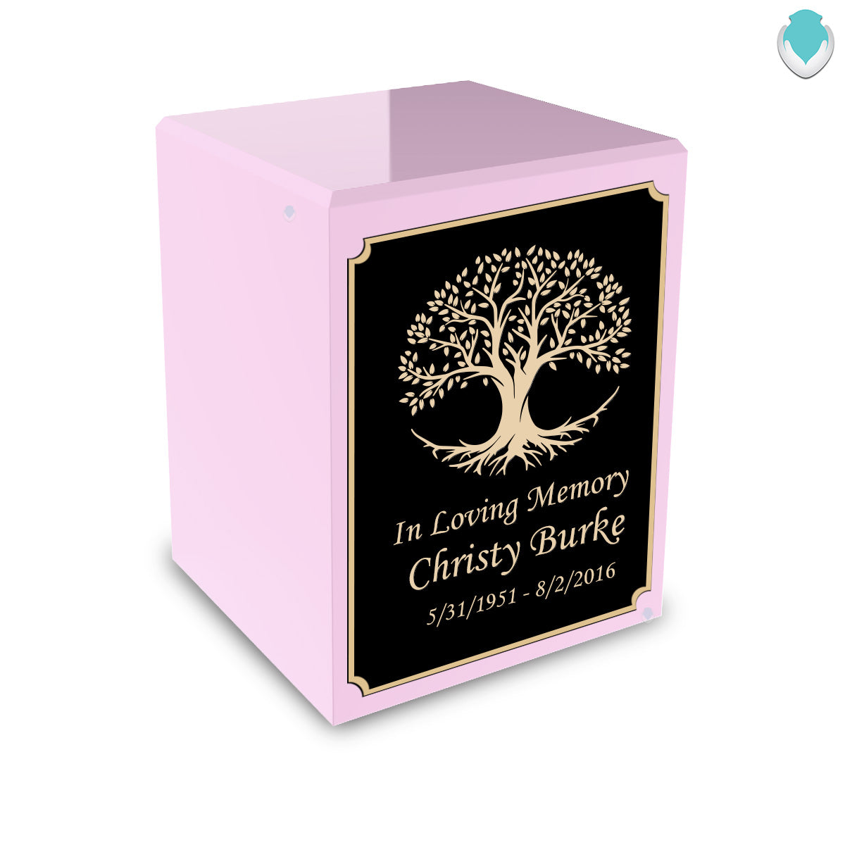 Custom Engraved Heritage Light Pink Small Cremation Urn Memorial Box for Ashes