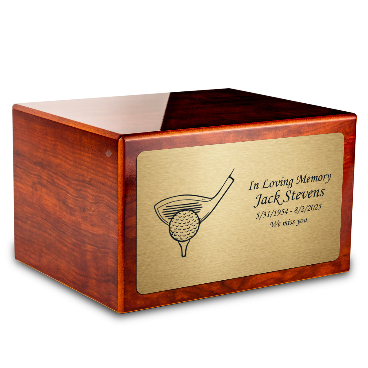 Custom Engraved Heritage Rosewood Adult Cremation Urn Memorial Box for Ashes