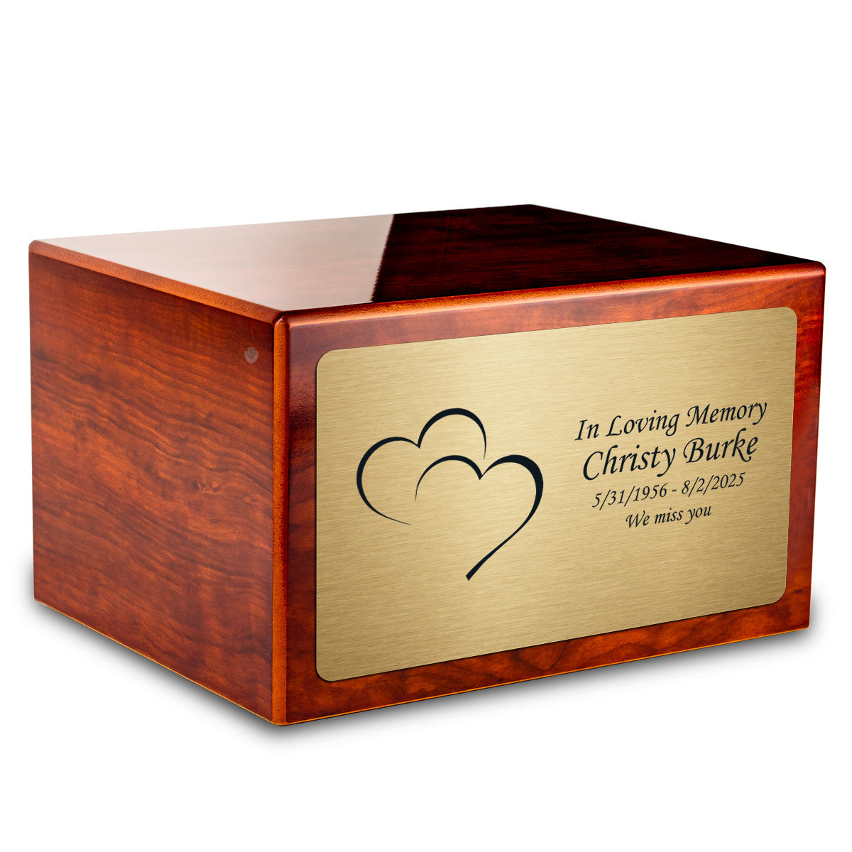 Custom Engraved Heritage Rosewood Adult Cremation Urn Memorial Box for Ashes