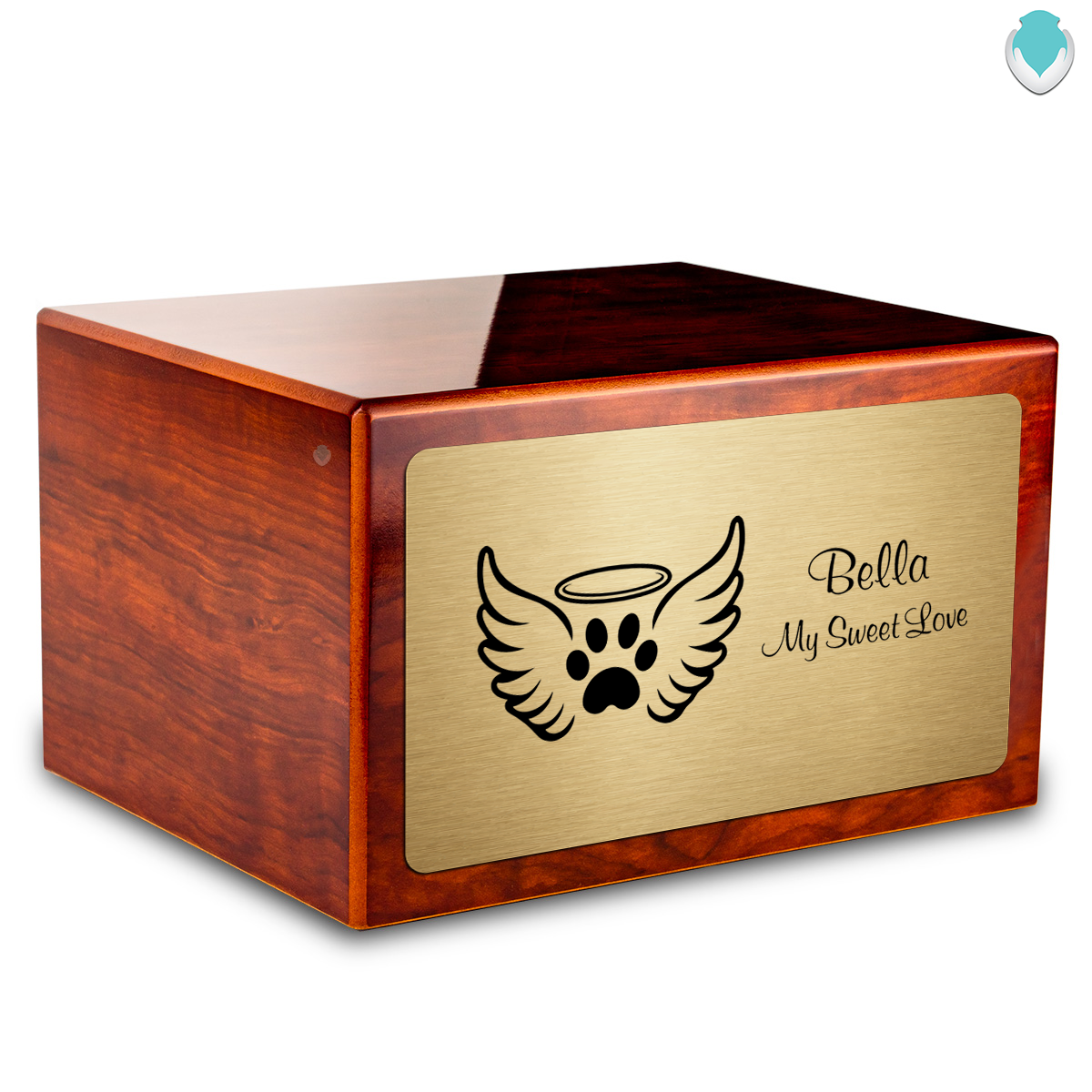 Heritage Rosewood Angel Wings Large Pet Cremation Box Urn
