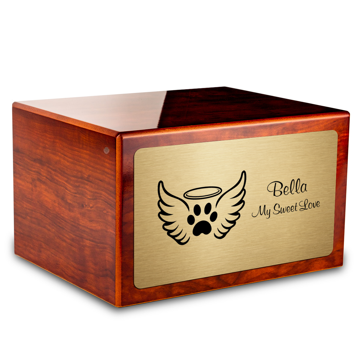 Heritage Rosewood Angel Wings Large Pet Cremation Box Urn