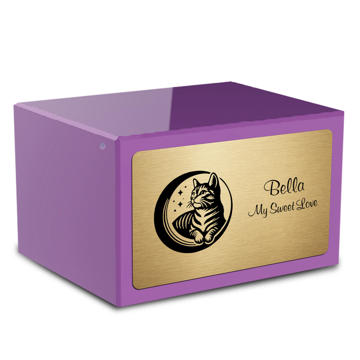 Heritage Purple Cute Cat Large Pet Cremation Box Urn