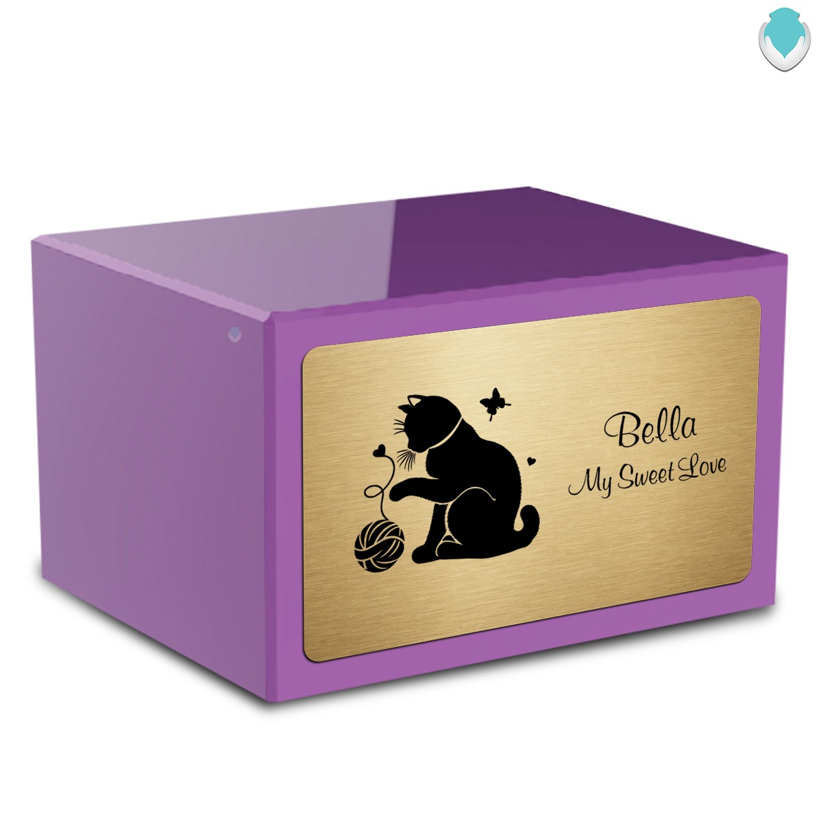 Heritage Purple Fun Cat Large Pet Cremation Box Urn