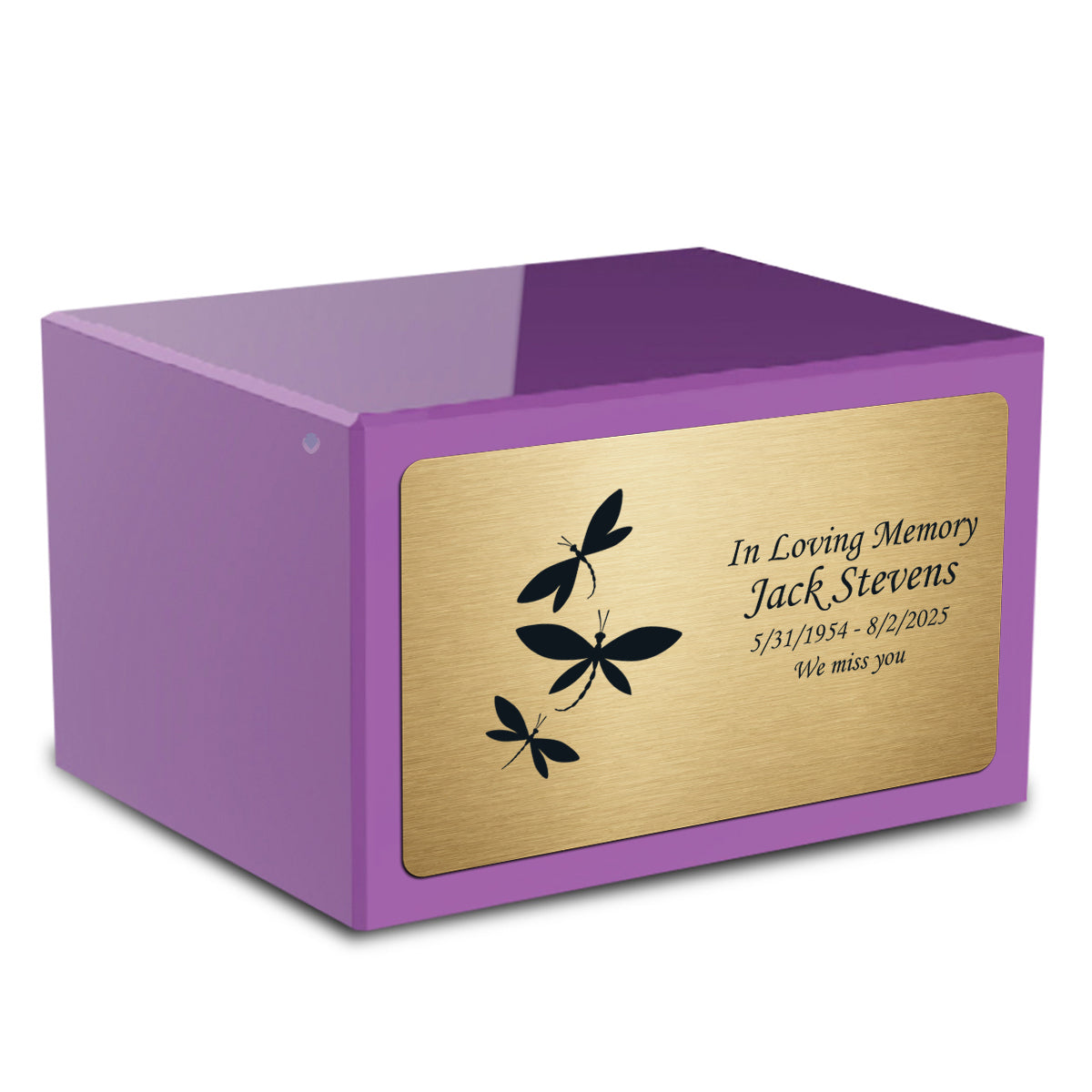 Custom Engraved Heritage Purple Adult Cremation Urn Memorial Box for Ashes