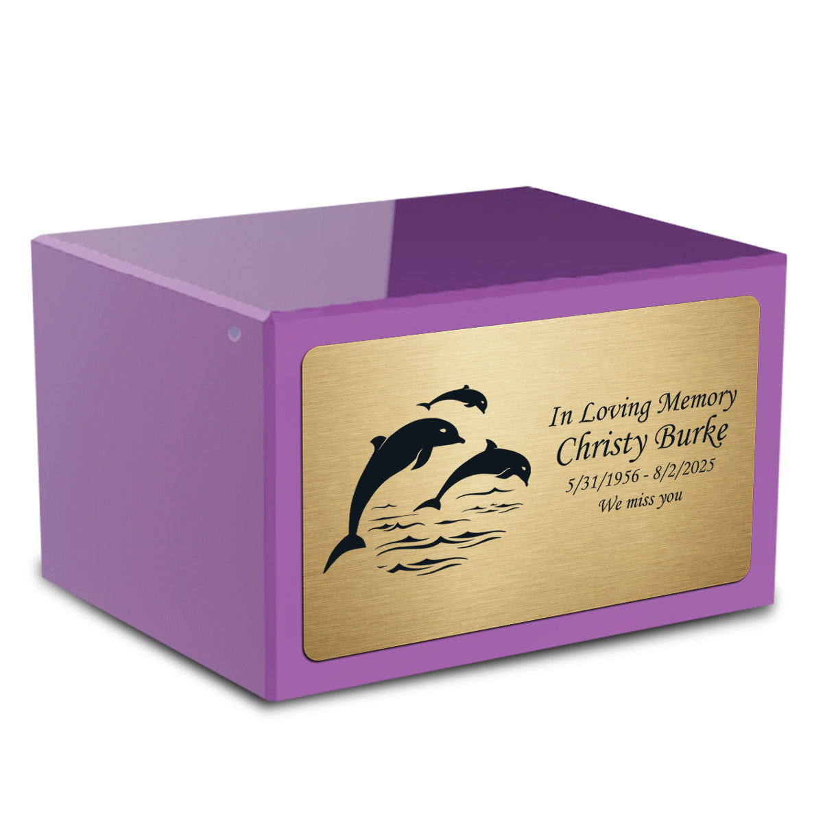 Custom Engraved Heritage Purple Adult Cremation Urn Memorial Box for Ashes