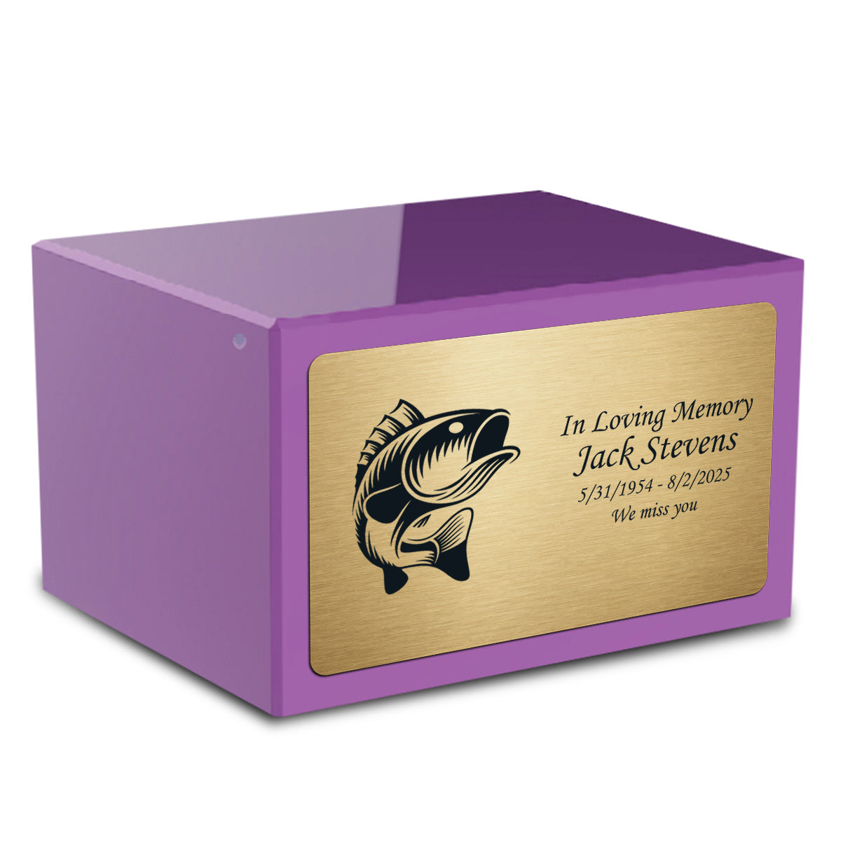Custom Engraved Heritage Purple Adult Cremation Urn Memorial Box for Ashes
