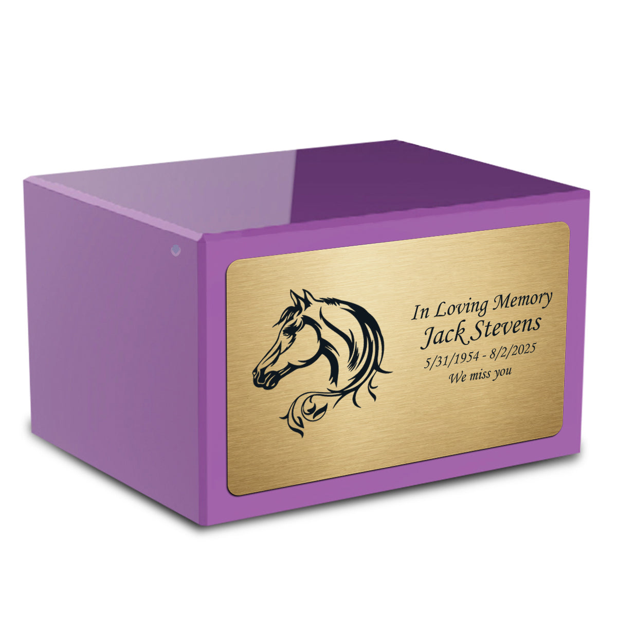 Custom Engraved Heritage Purple Adult Cremation Urn Memorial Box for Ashes