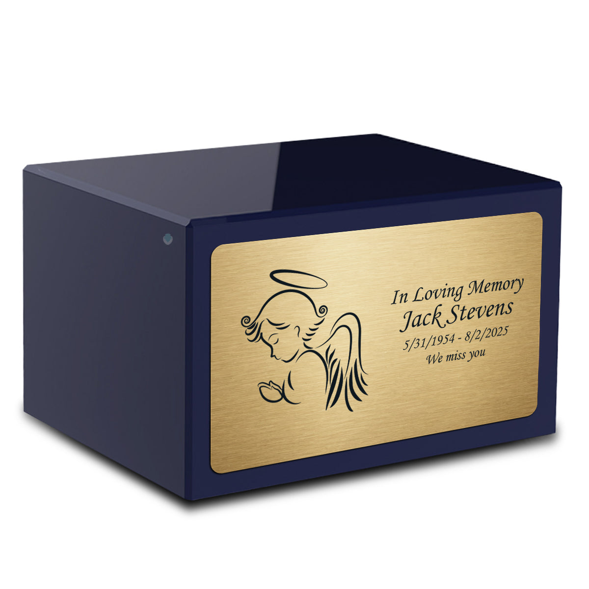 Custom Engraved Heritage Navy Adult Cremation Urn Memorial Box for Ashes