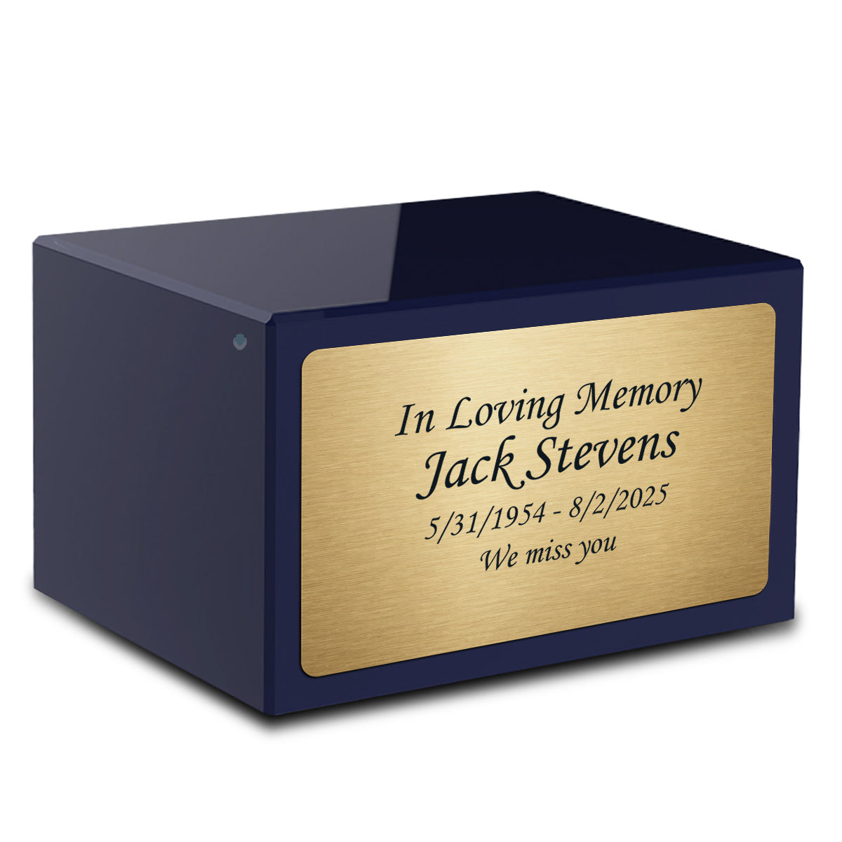 Custom Engraved Heritage Navy Adult Cremation Urn Memorial Box for Ashes