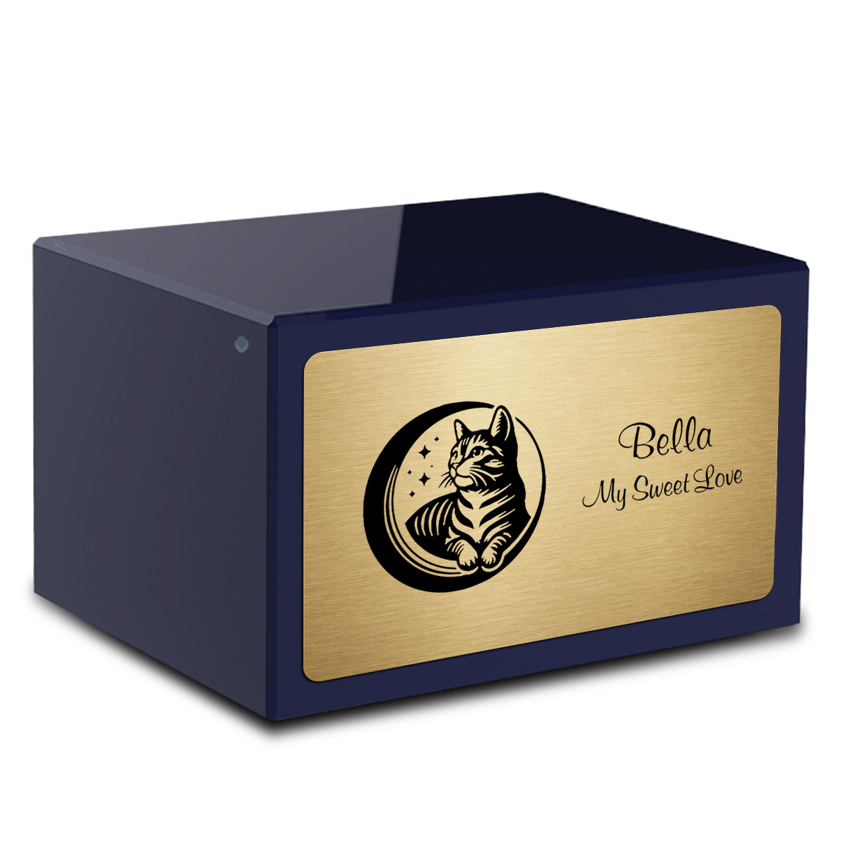 Heritage Navy Cute Cat Large Pet Cremation Box Urn