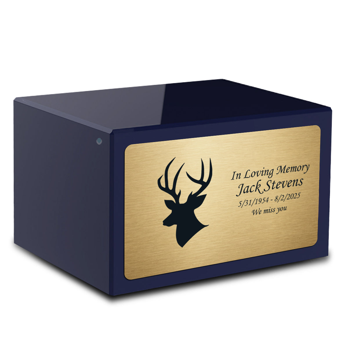 Custom Engraved Heritage Navy Adult Cremation Urn Memorial Box for Ashes