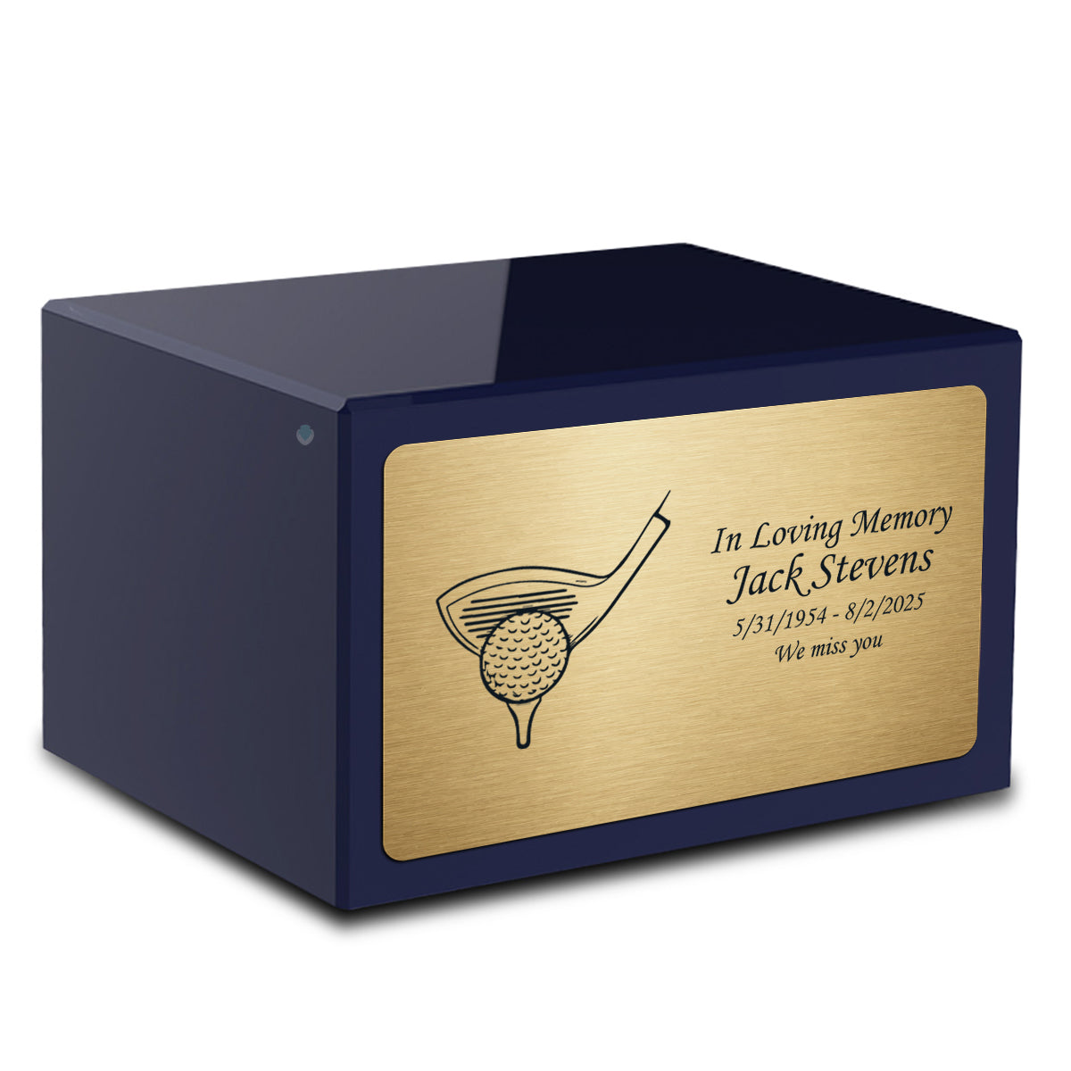 Custom Engraved Heritage Navy Adult Cremation Urn Memorial Box for Ashes