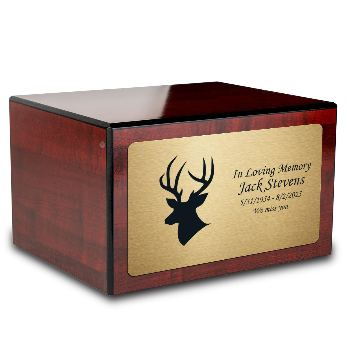 Custom Engraved Heritage Cherry Adult Cremation Urn Memorial Box for Ashes