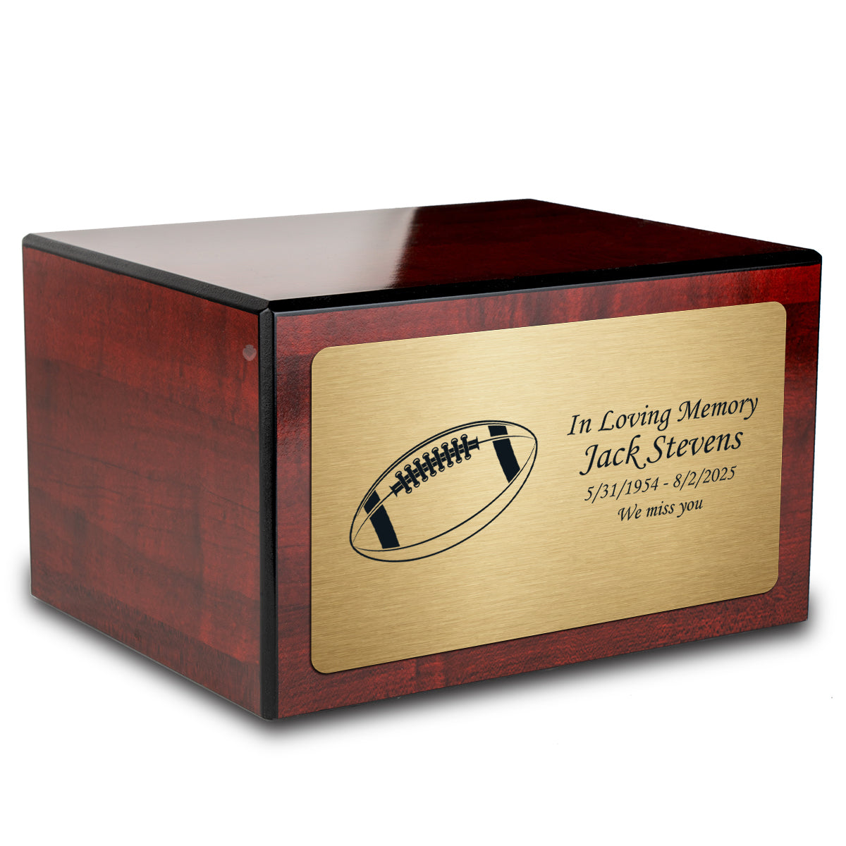 Custom Engraved Heritage Cherry Adult Cremation Urn Memorial Box for Ashes