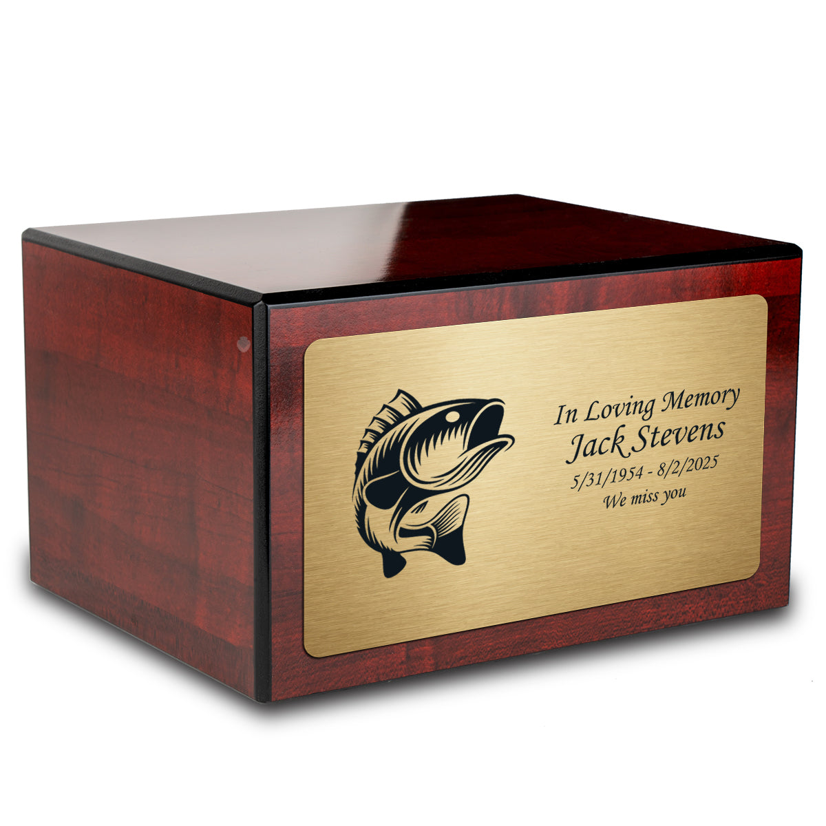 Custom Engraved Heritage Cherry Adult Cremation Urn Memorial Box for Ashes