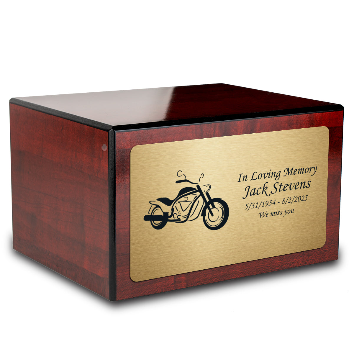 Custom Engraved Heritage Cherry Adult Cremation Urn Memorial Box for Ashes