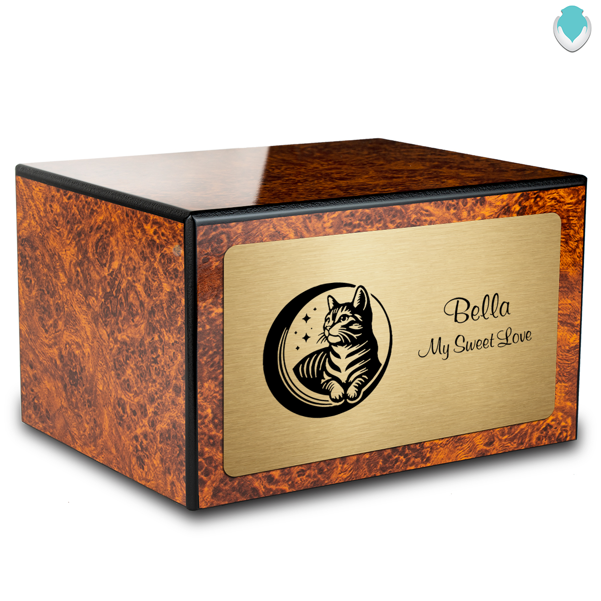 Heritage Burl Cute Cat Large Pet Cremation Box Urn