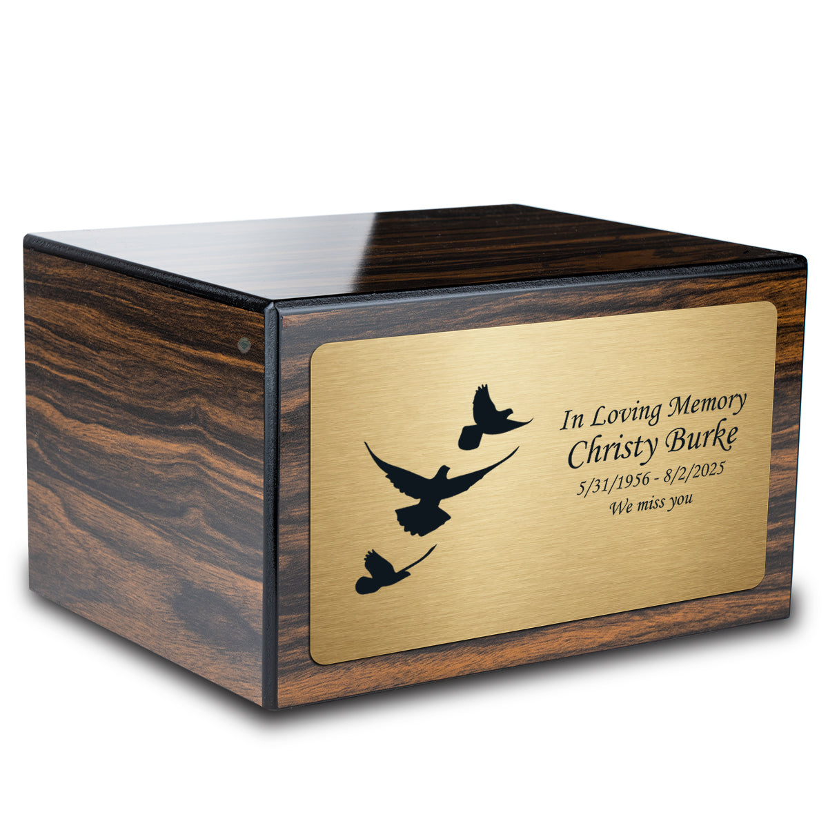 Custom Engraved Heritage Espresso Adult Cremation Urn Memorial Box for Ashes