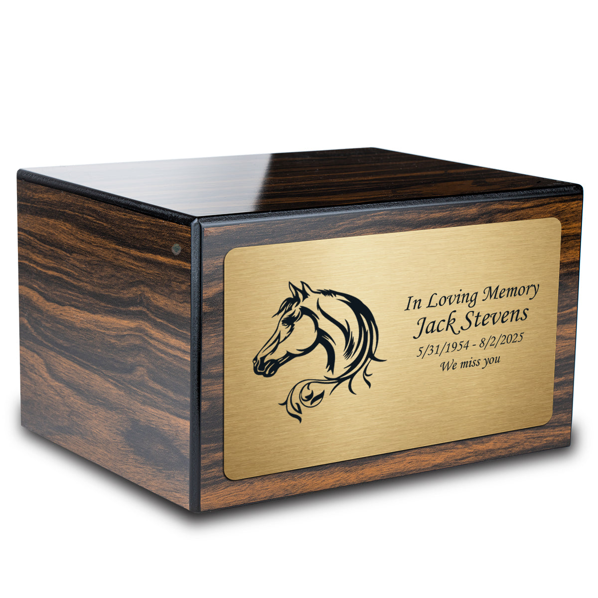 Custom Engraved Heritage Espresso Adult Cremation Urn Memorial Box for Ashes