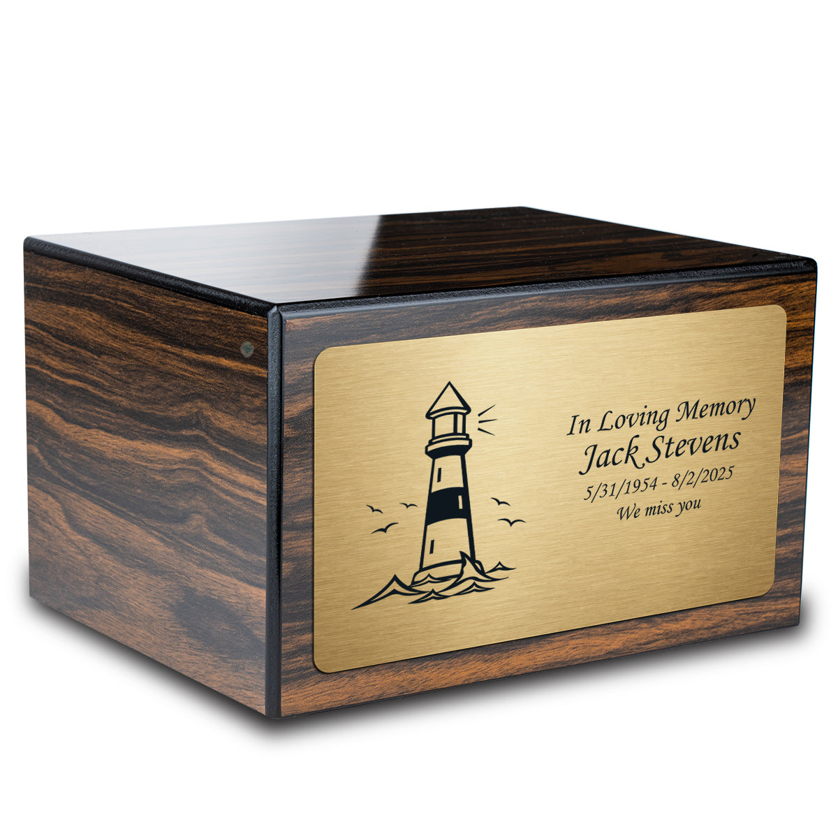 Custom Engraved Heritage Espresso Adult Cremation Urn Memorial Box for Ashes