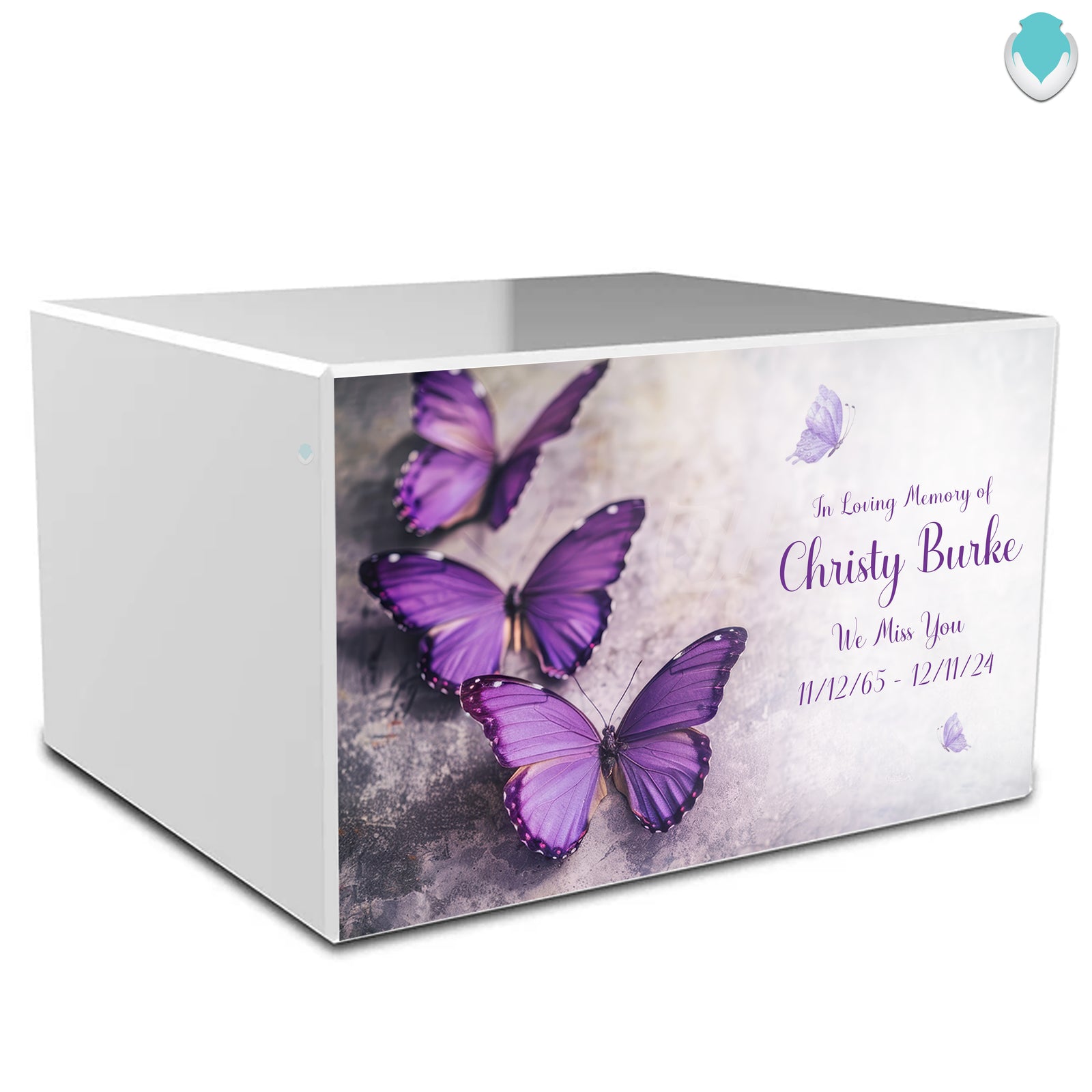 Custom Printed Heritage Butterflies Wood Box Cremation Urn