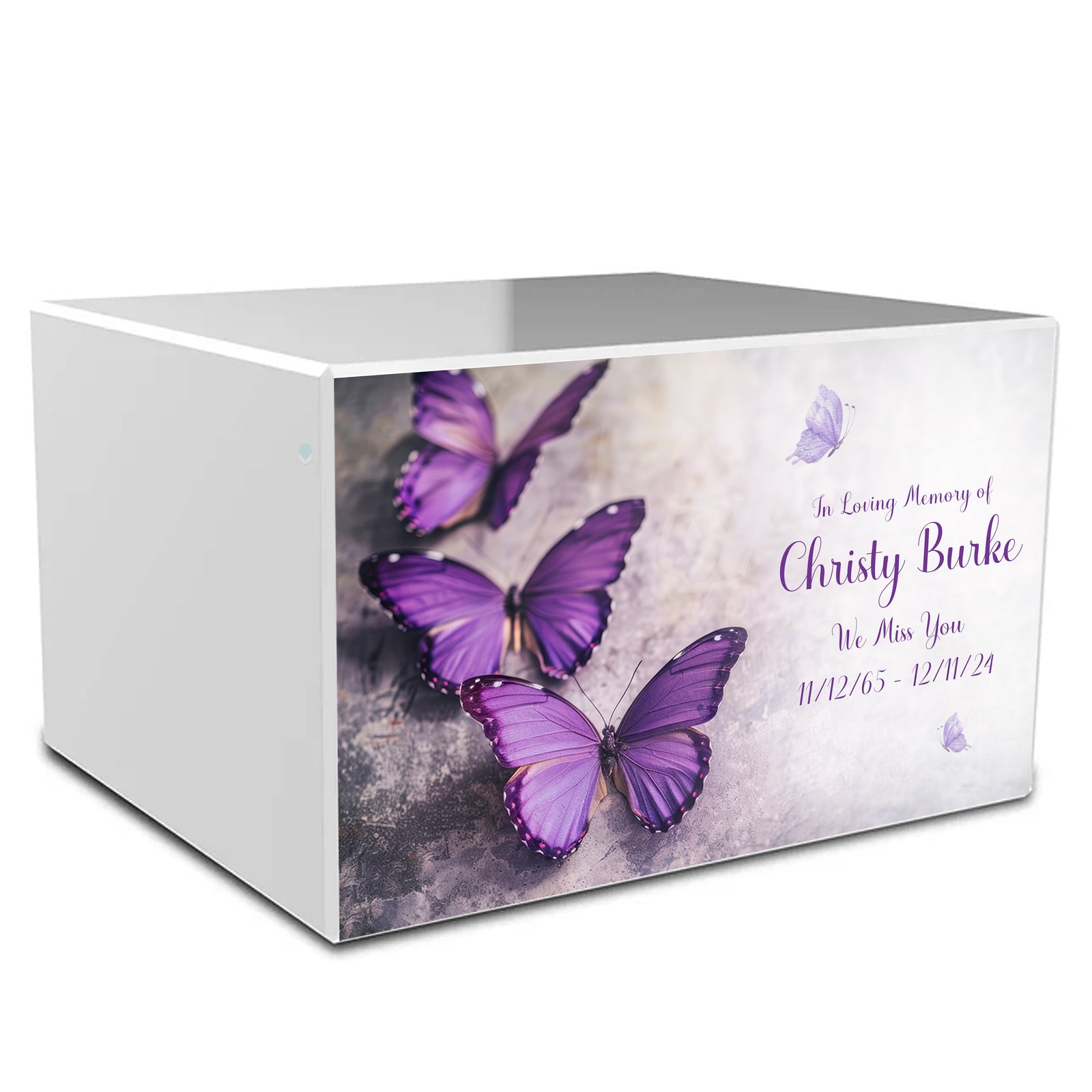 Custom Printed Heritage Butterflies Wood Box Cremation Urn