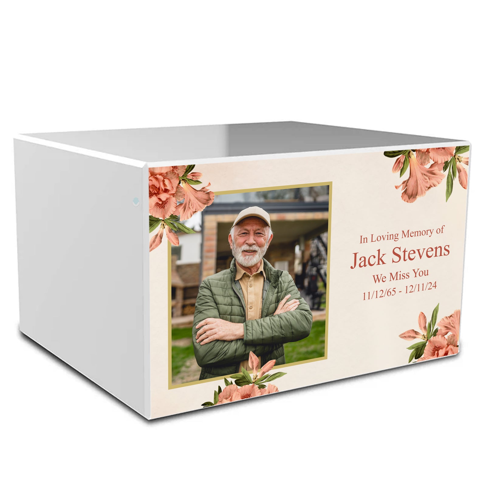 Custom Printed Heritage Azalea Flower Wood Box Cremation Urn