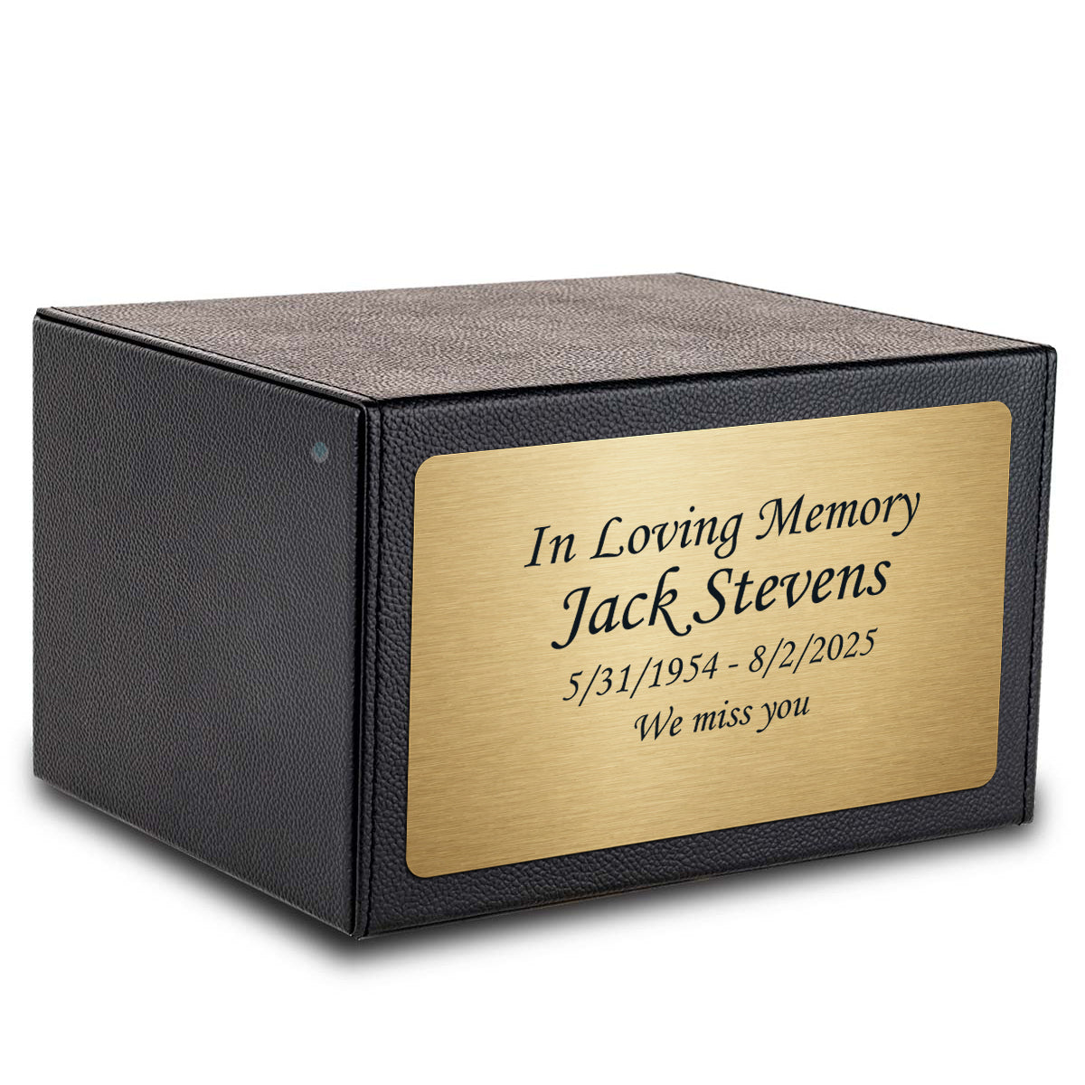 Custom Engraved Heritage Leather Adult Cremation Urn Memorial Box for Ashes
