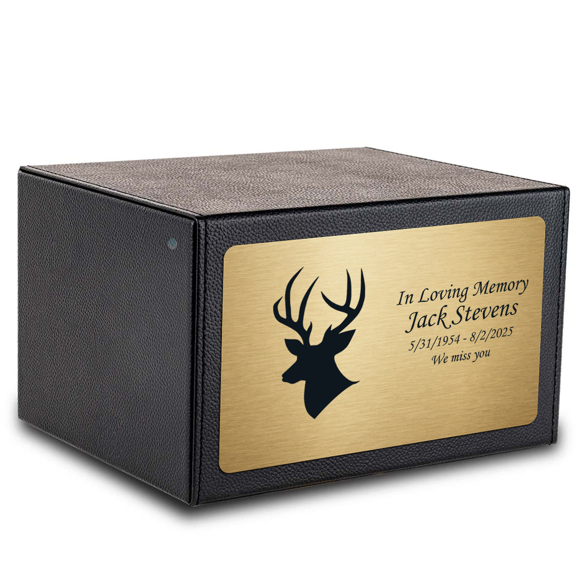 Custom Engraved Heritage Leather Adult Cremation Urn Memorial Box for Ashes