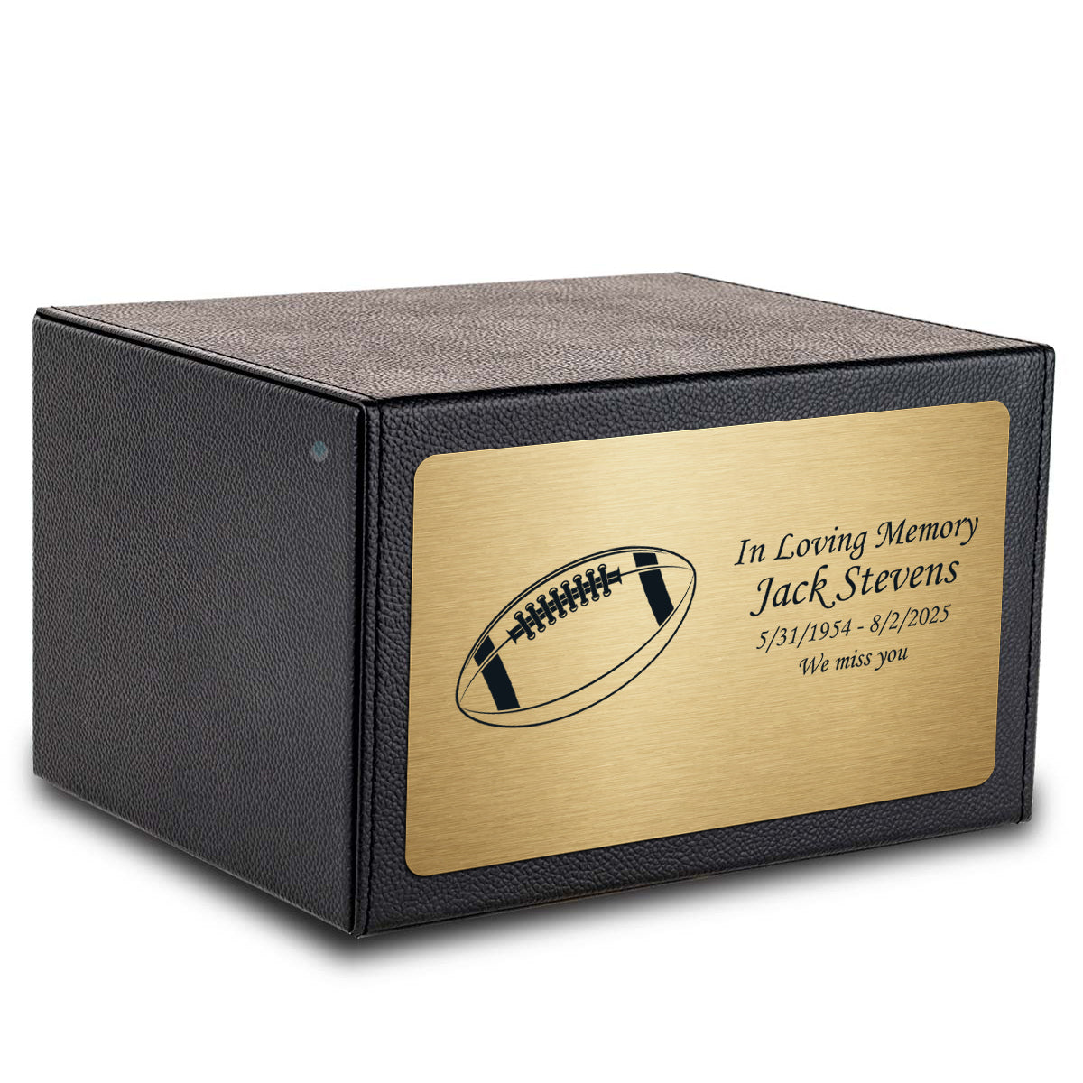 Custom Engraved Heritage Leather Adult Cremation Urn Memorial Box for Ashes