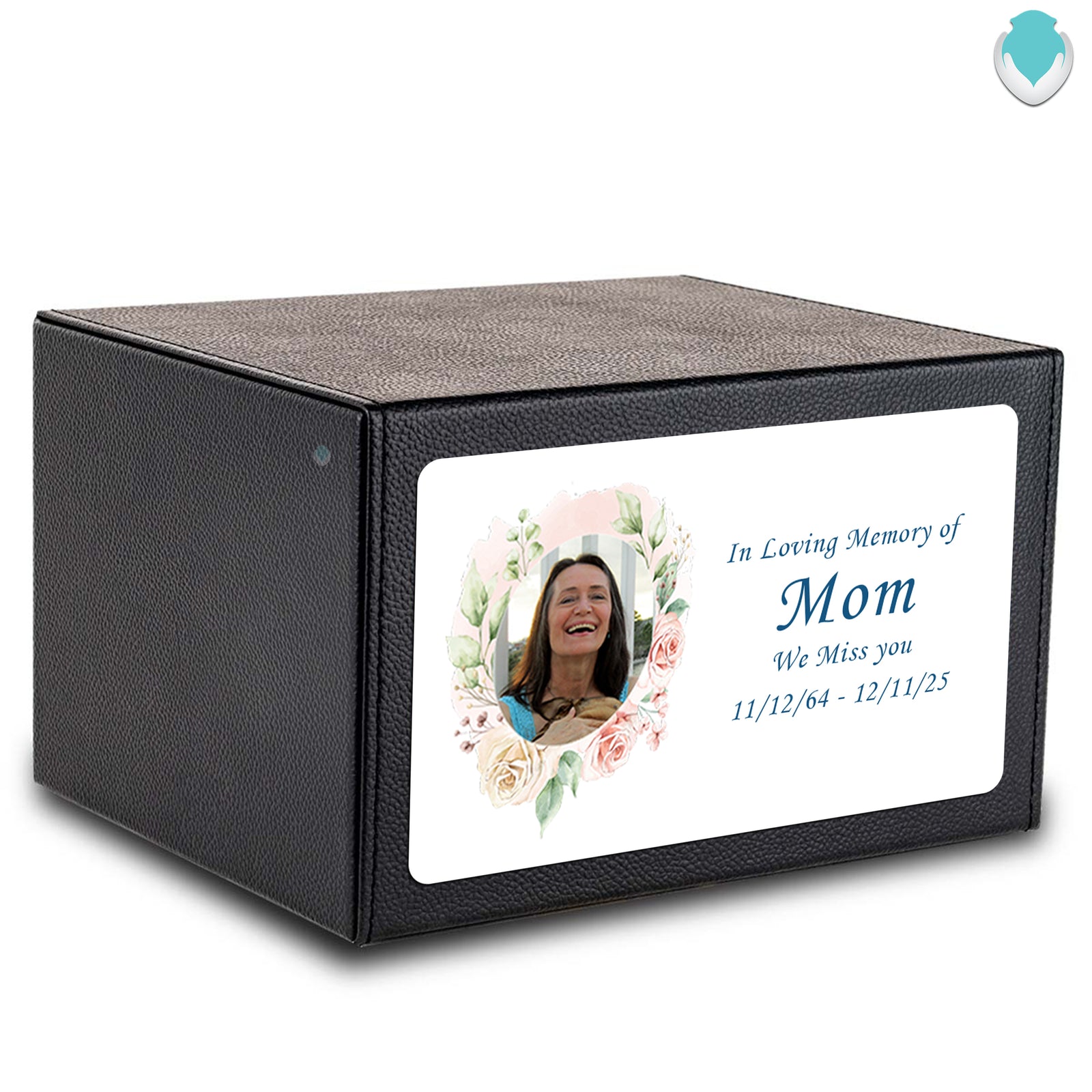Custom Printed Heritage Leather Photo Frame Wood Box Cremation Urn