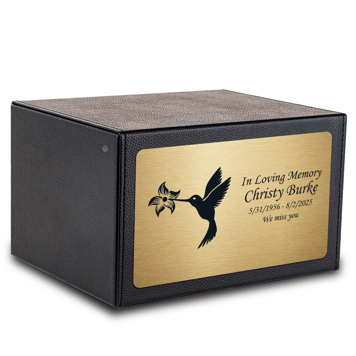 Custom Engraved Heritage Leather Adult Cremation Urn Memorial Box for Ashes