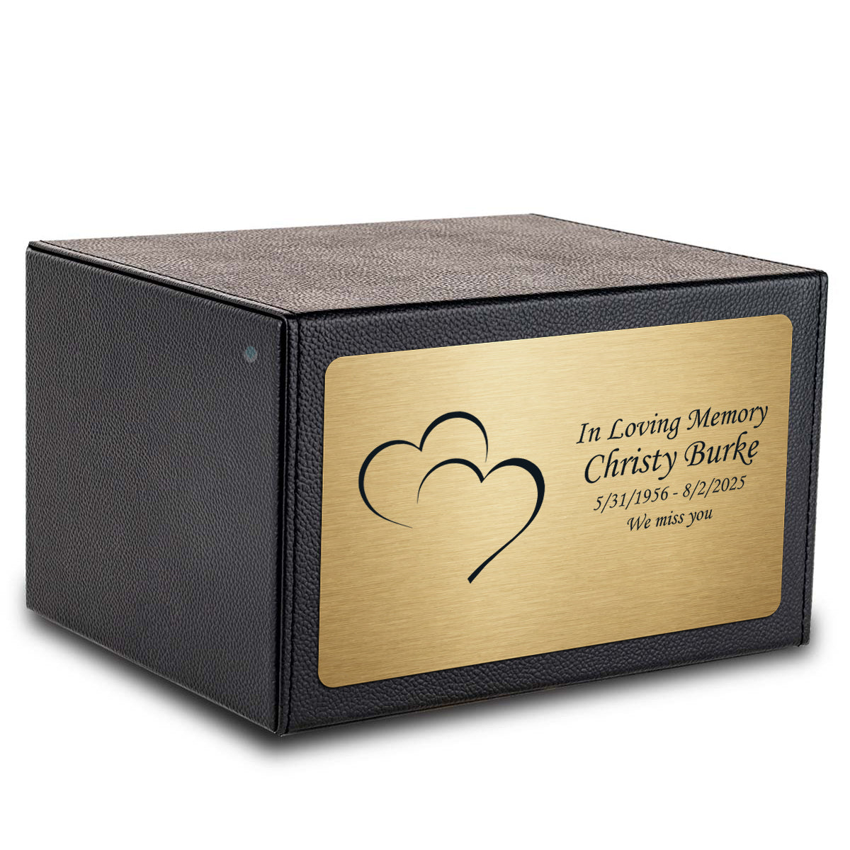 Custom Engraved Heritage Leather Adult Cremation Urn Memorial Box for Ashes