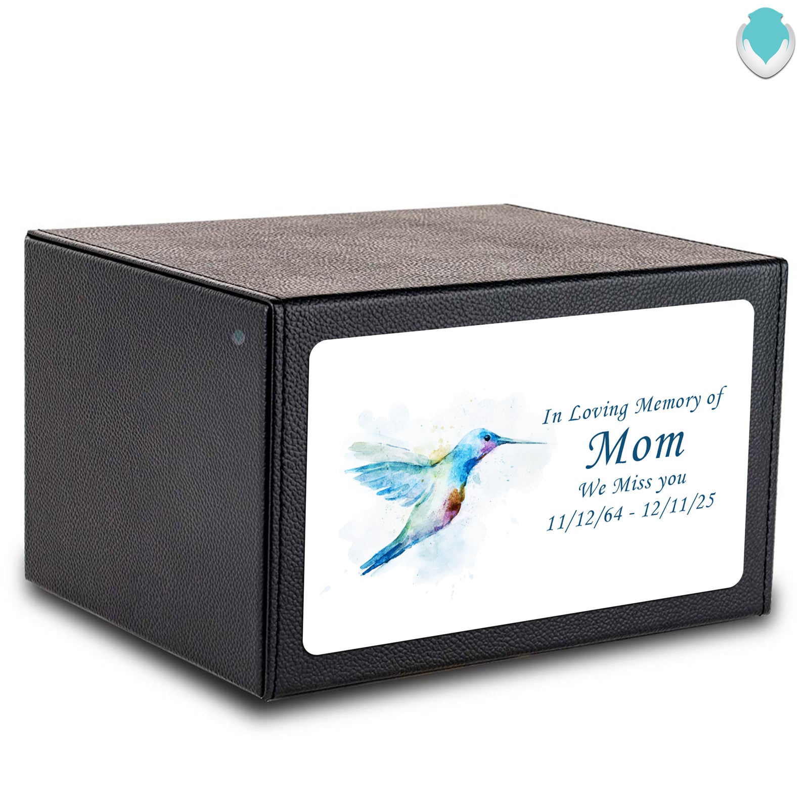 Custom Printed Heritage Leather Hummingbird Wood Box Cremation Urn
