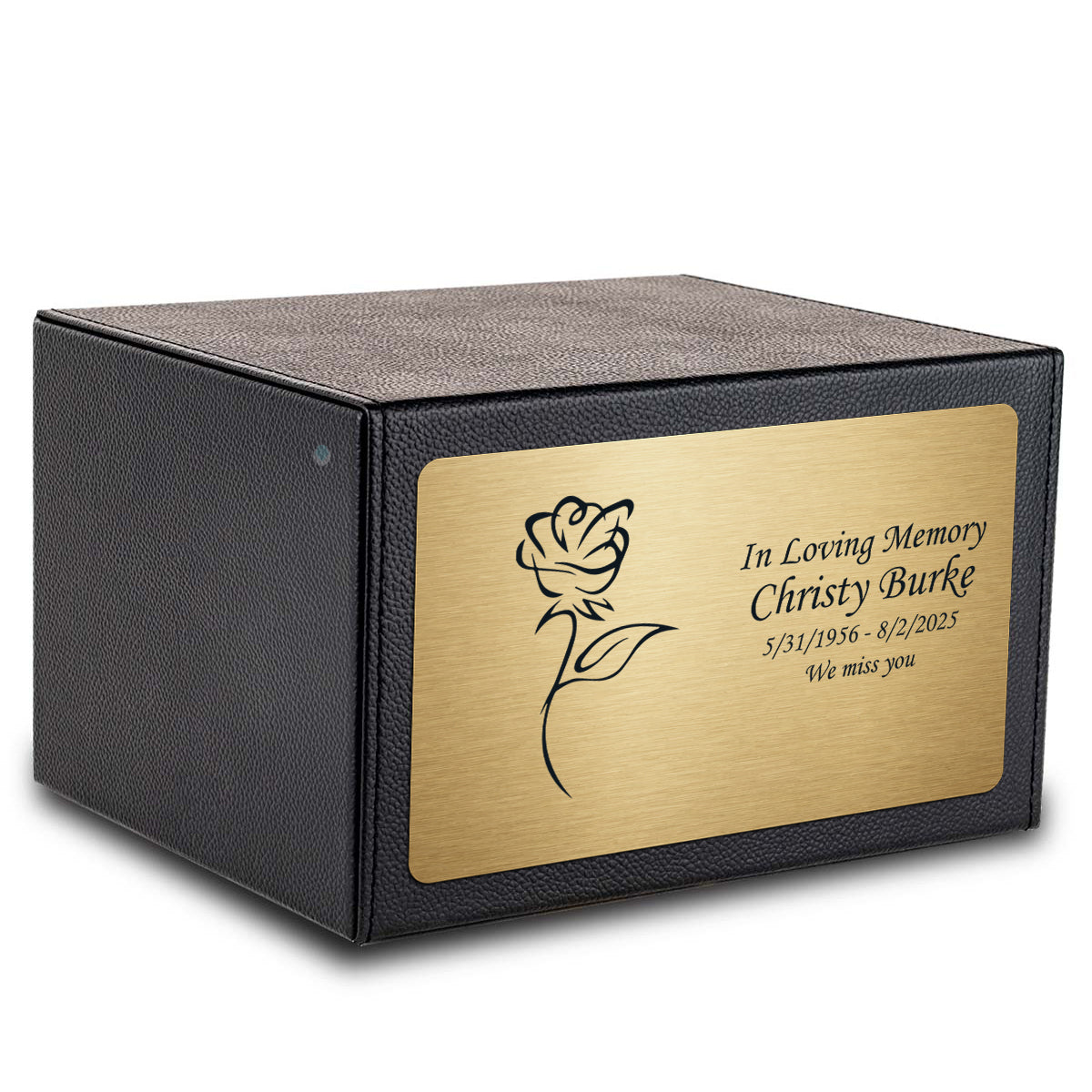 Custom Engraved Heritage Leather Adult Cremation Urn Memorial Box for Ashes