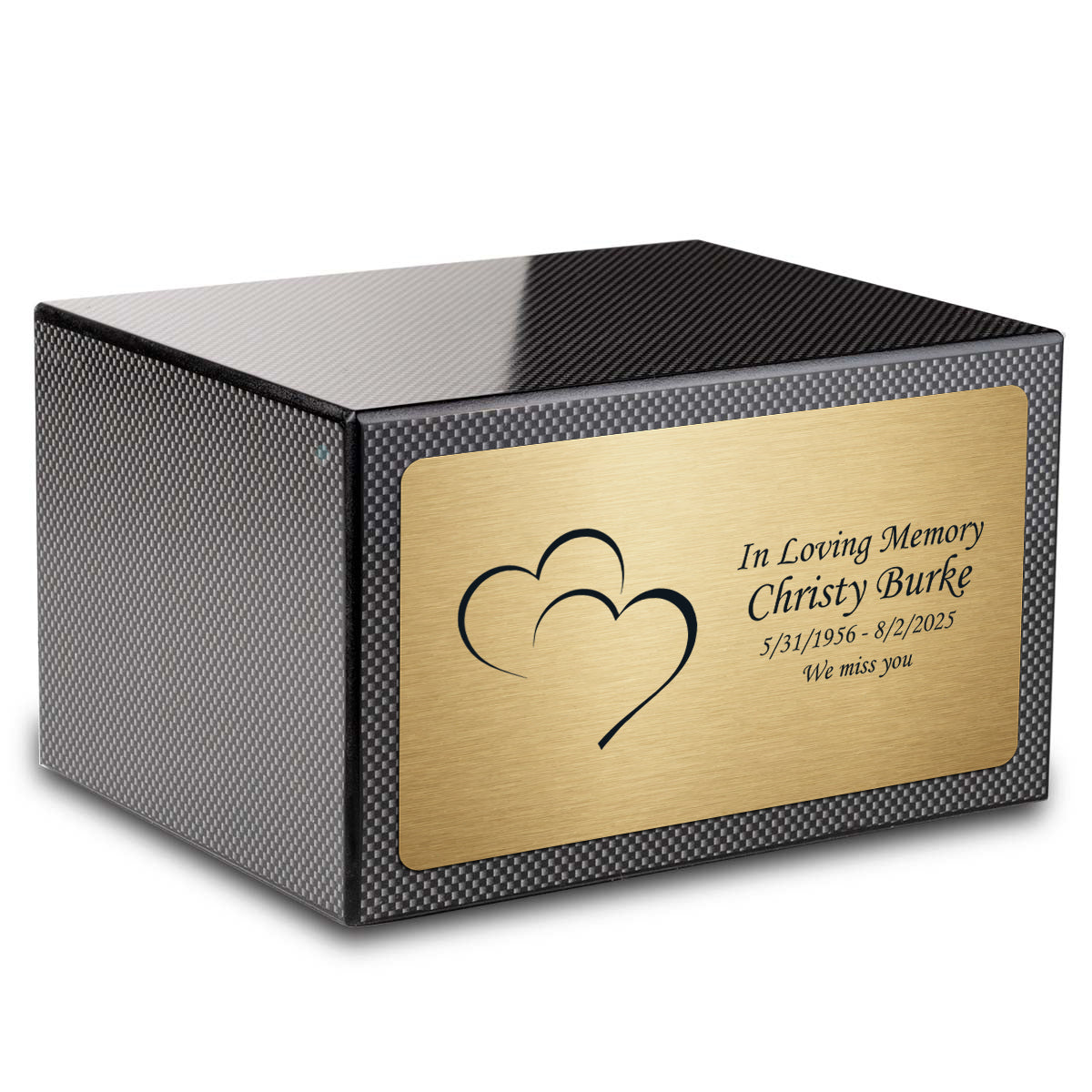 Custom Engraved Heritage Carbon Fiber Adult Cremation Urn Memorial Box for Ashes